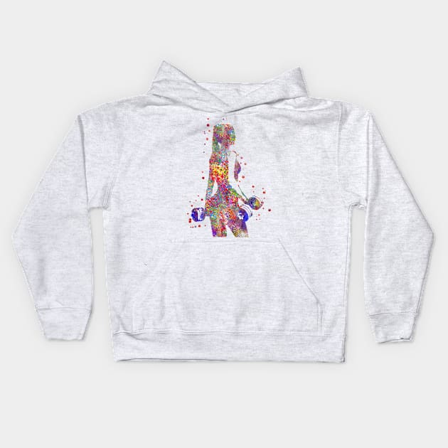 Weight training Kids Hoodie by RosaliArt